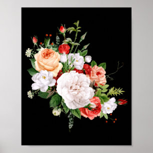 Vintage Roses Cute Floral Flower Bouquet Lovers Poster