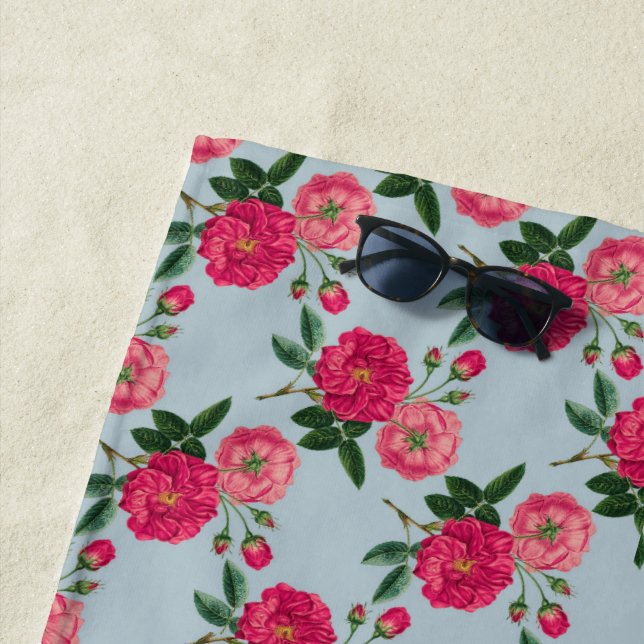 Vintage Roses Design Beach Towel (In Situ)