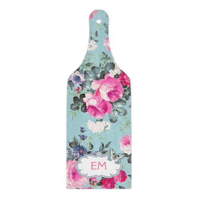 Vintage Roses Design Gift Cutting Board Paddle (Front)