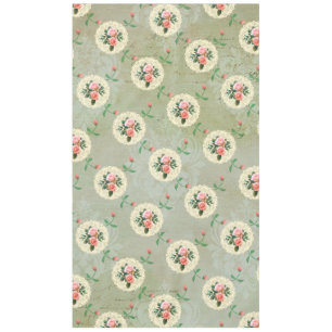 Vintage Roses Doilies Faded Smoky Green Damask Tablecloth