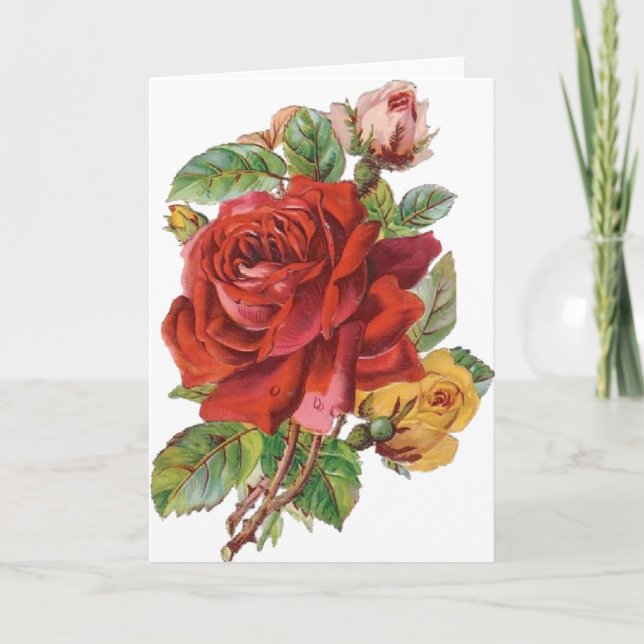 Vintage Roses Everyday Greeting Card (Front)