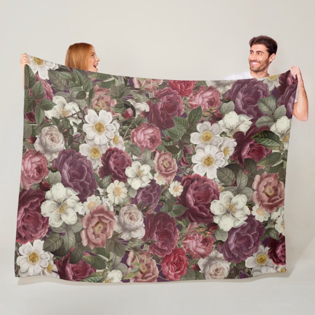Vintage Roses Fleece Blanket (In Situ)