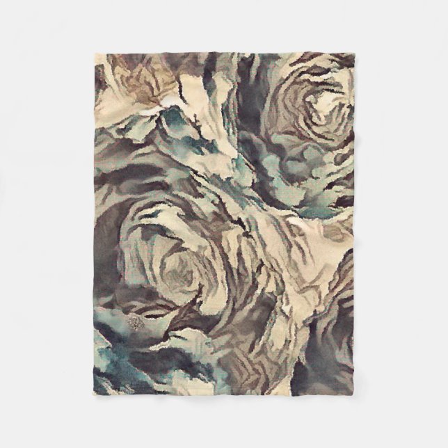 Vintage roses fleece blanket (Front)