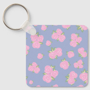 Vintage roses floral pattern keychain