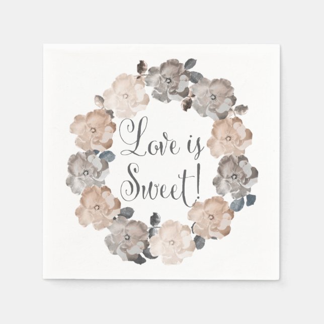 Vintage Roses Floral Wreath Wedding Suite Napkins (Front)