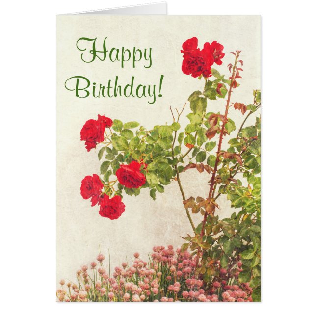 Vintage Roses Flowers Joyeux Anniversaire (Devant)
