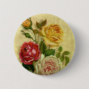 Vintage Roses Grunge 2 Inch Round Button