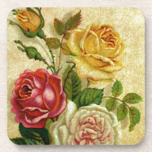 Vintage Roses Grunge Coaster