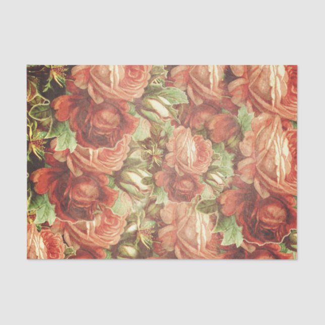 Vintage Roses Grunge Tissue Paper (Front)