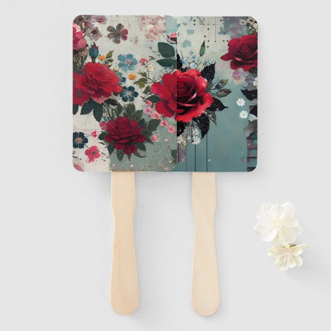Vintage Roses Hand Fan (Front and Back)