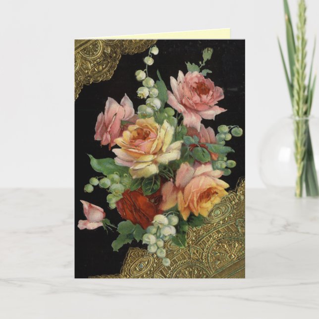 Vintage Roses Happy Birthday card (Front)