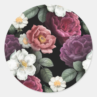 Vintage Roses Illustration Art Classic Round Sticker