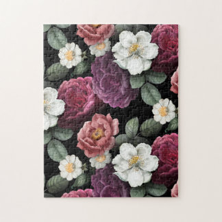 Vintage Roses Illustration Art Jigsaw Puzzle