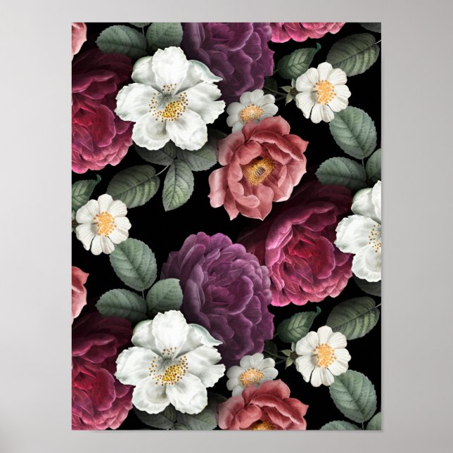 Vintage Roses Illustration Art Poster (Front)
