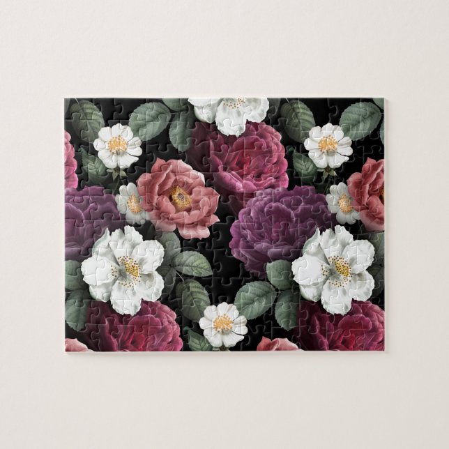 Vintage Roses Illustration Flowers Art Jigsaw Puzzle (Horizontal)