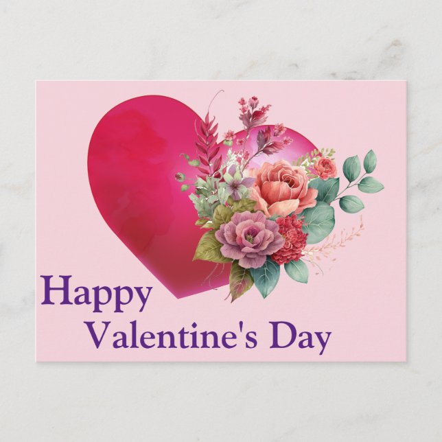 Vintage Roses In A Heart Postcard (Front)