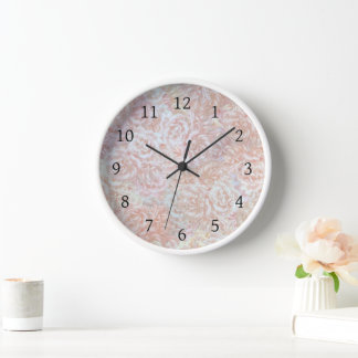 Vintage roses in cream  - floral pattern     clock