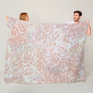 Vintage roses in cream - floral pattern   fleece blanket