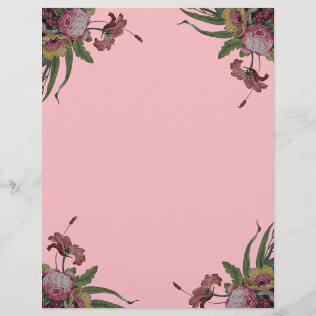 Vintage Roses in Pink Background (Front)