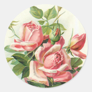 vintage roses in pink stickers