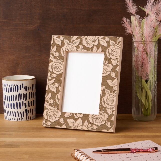 Vintage Roses & Leaves Pattern Etched Frames (Left)