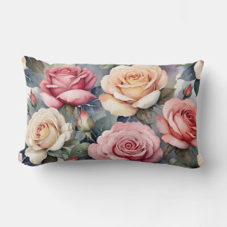 Vintage roses lumbar pillow