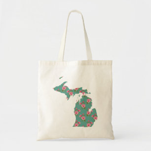 Vintage Roses Michigan Silhouette Tote Bag