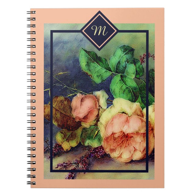 Vintage roses monogram notebook (Front)