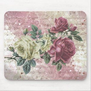 Vintage Roses Music Notes Mouse Pad