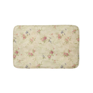 Vintage Roses old distressed fabric pattern Bath Mat