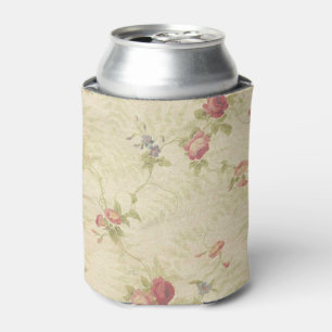 Vintage Roses old distressed fabric pattern Can Cooler
