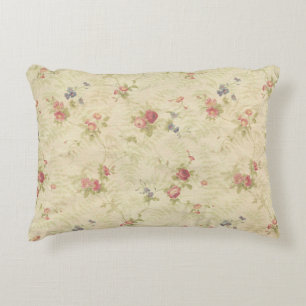 Vintage Roses old distressed fabric pattern Decorative Pillow