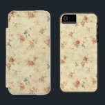 Vintage Roses old distressed fabric pattern Incipio Watson™ iPhone 5 Wallet Case<br><div class="desc">Picture of vintage textile fabric featuring beautiful red roses on faded beige background.</div>