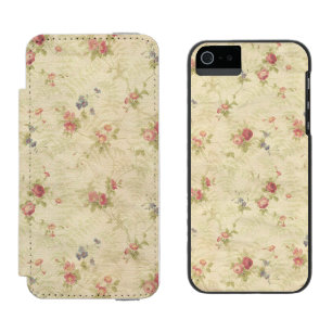 Vintage Roses old distressed fabric pattern Incipio Watson™ iPhone 5 Wallet Case