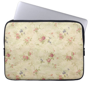 Vintage Roses old distressed fabric pattern Laptop Sleeve