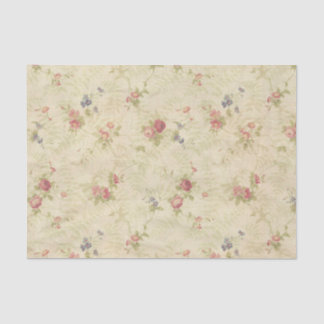 Vintage Roses old distressed fabric pattern Tissue Paper