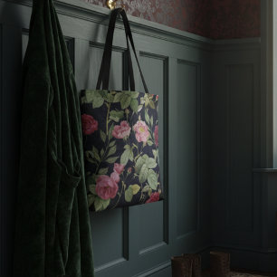 Vintage Roses On A Dark Blue Velvet Design Tote Bag