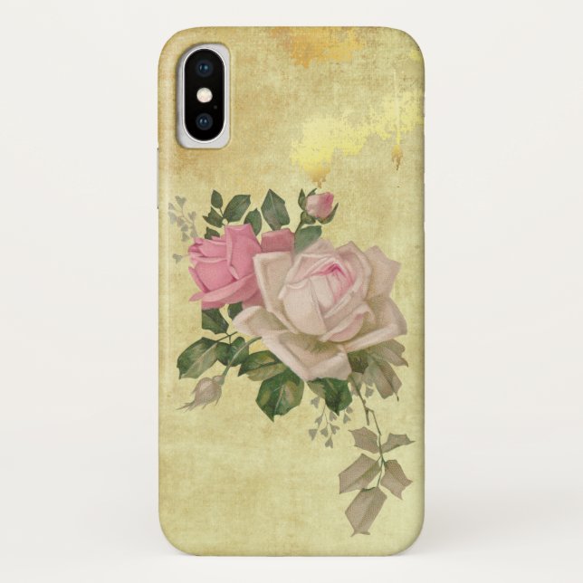 Vintage Roses on Gold Case-Mate iPhone Case (Back)
