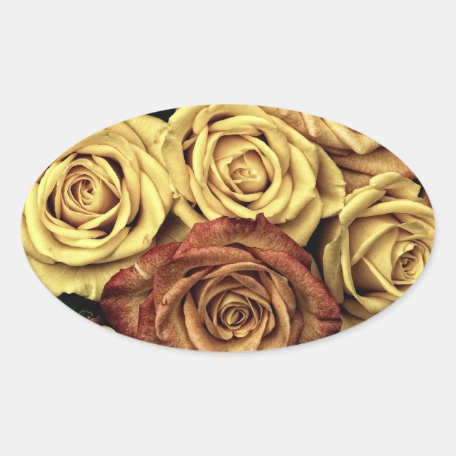 Vintage Roses Oval Sticker (Front)