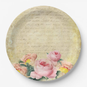 Vintage Roses Paper Plate
