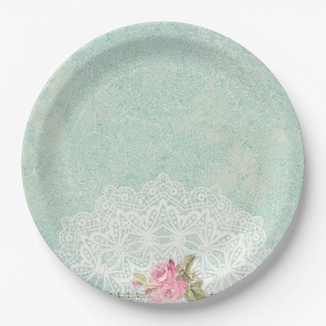 Vintage Roses Paper Plate (Front)