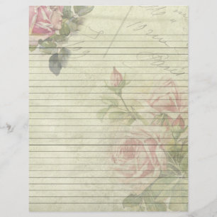 Vintage Roses Parchment (Look) Lined Recipe Insert
