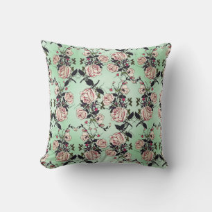 Vintage Roses Pattern Throw Pillow