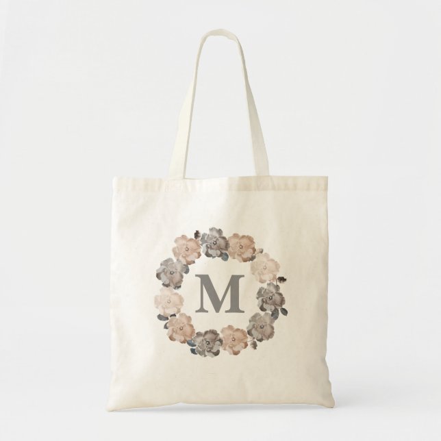Vintage Roses Personalized Monogram Canvas Bag (Front)