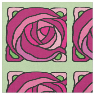 Vintage Roses Pink and Green floral pattern Fabric
