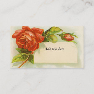 Vintage, Roses rouges, Carte de visite