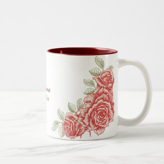 Vintage roses rouges tasse personnalisée (Droit)
