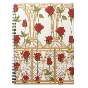 Vintage roses seamless pattern, background in art notebook