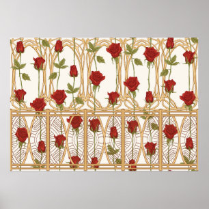 Vintage roses seamless pattern, background in art  poster