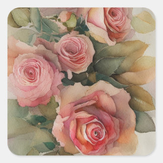 Vintage Roses Square Sticker